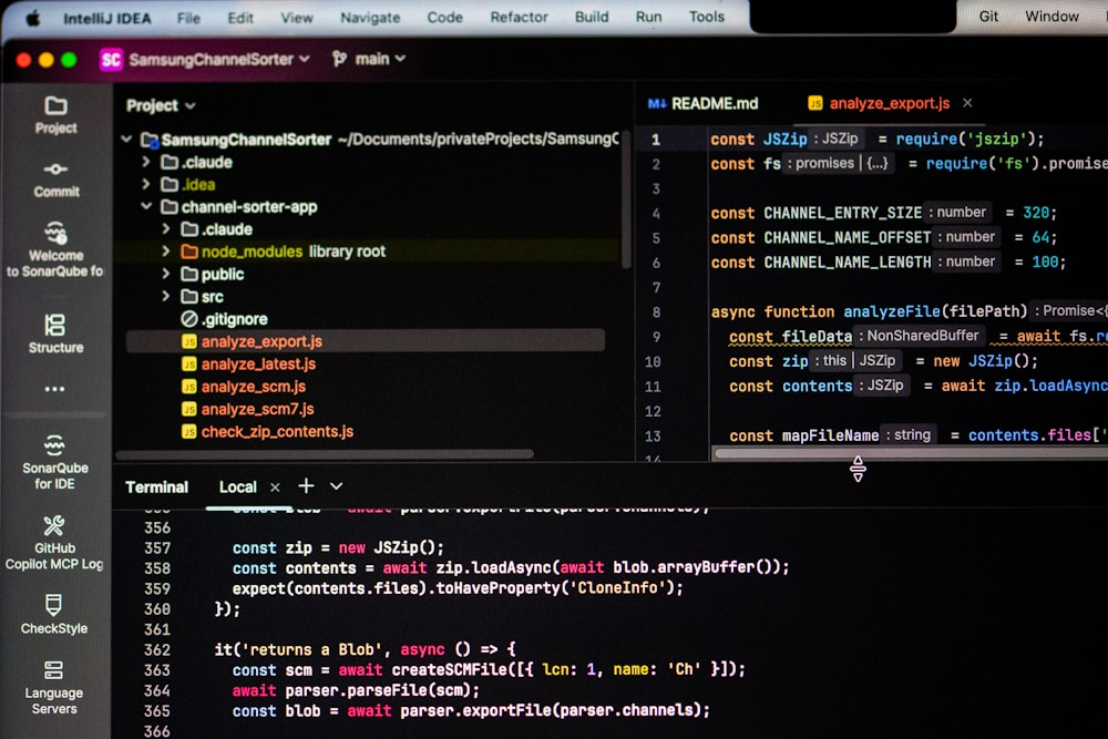 Code architecture displayed on an engineering workstation